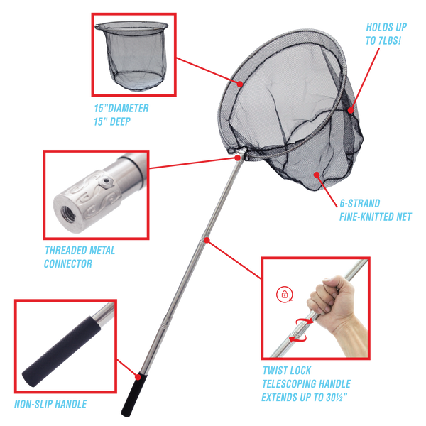 TickiT Telescopic Pond Net - Extendable Handle 20 to 40 - Strong